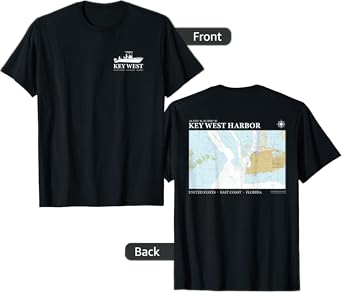 Key West Harbor Navigational Nautical Chart Florida Fishing T-Shirt
