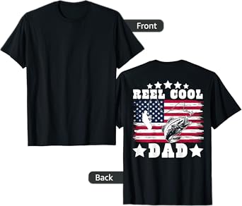 Mens American Dad USA Fishing - Reel Cool Fishing Dad (on back) T-Shirt