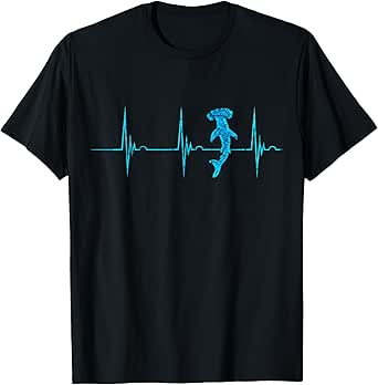 Hammerhead Shark Heartbeat EKG Pulsline Ocean Fish T-Shirt