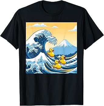 Great Wave With Rubber Ducks Funny Parody Japanese Art T-Shirt