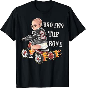 Bad Two the Bone Funny 2nd Birthday Biker Baby T-Shirt