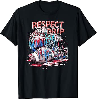 Respect The Drip Football Ice Cream Drip with Sprinkles T-Shirt