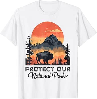 Save Our National Parks Resist Service Bison Buffalo Vintage T-Shirt