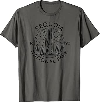 Sequoia National Park Cool Black Line Art Outdoor Graphic T-Shirt