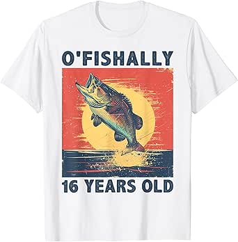 Ofishally 16 Years Old 2008 Fishing Fisherman 16th Birthday T-Shirt