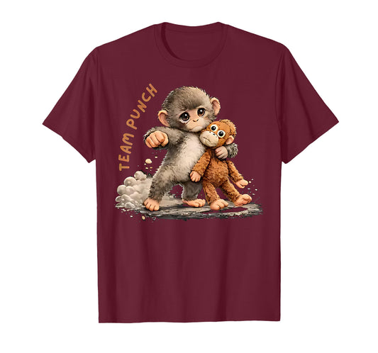 Team Punch - Baby Monkey Punch T-Shirt - T-Shirt | Maroon