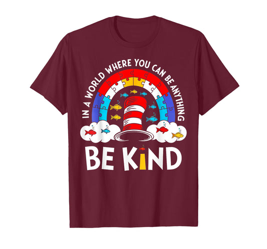 Autism Awareness for Teacher Why Fit in Doctor Cat Hat Cool T-Shirt - T-Shirt | Maroon