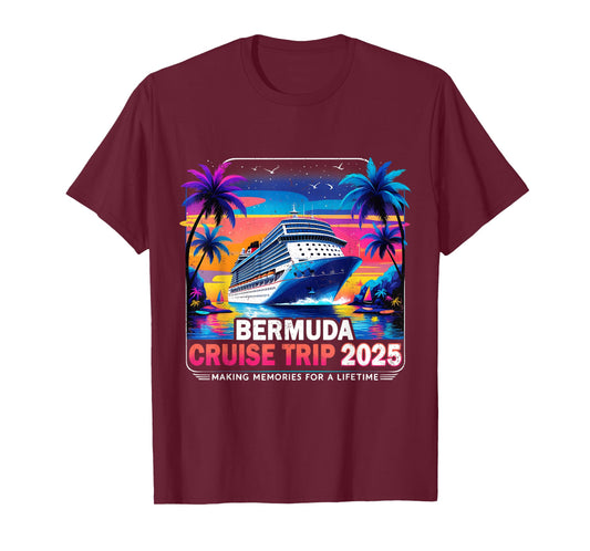 Bermuda Cruise Trip 2025 Sunset Vacation Gift T-Shirt