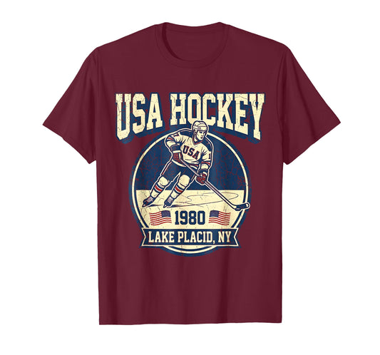 USA Hockey 1980 T-Shirt - T-Shirt | Maroon
