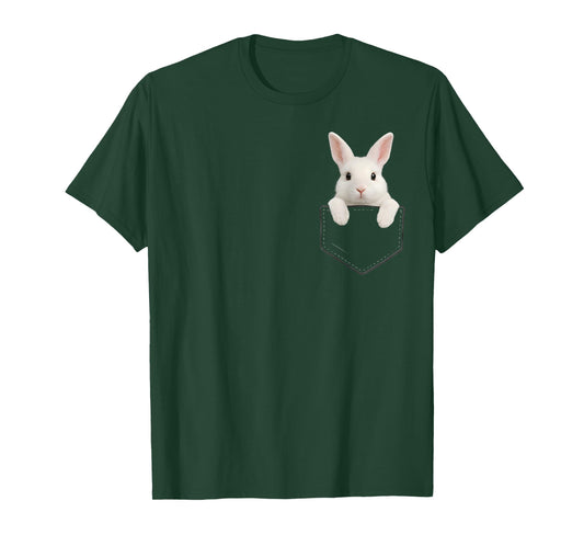 Cute Bunny Pocket Rabbit Easter Men Women Boys Girls Kids T-Shirt - T-Shirt | Forest