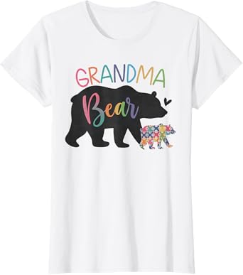 Grandma Bear Love Support Autism Awareness Bear Family T-Shirt