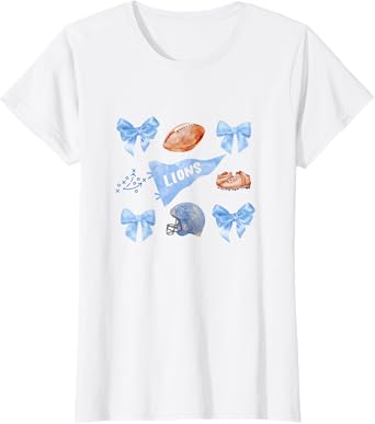 Blue Bows Lions Gear Women and Kids T-Shirt