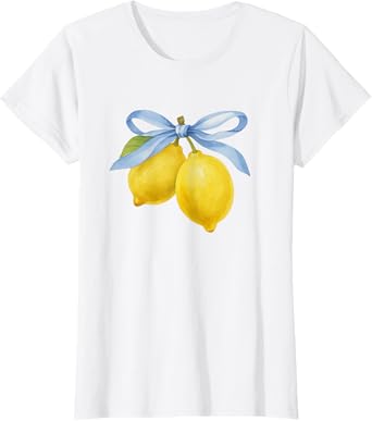 Lemon Graphic Tees for Women Girls Fruit Coquette Bow y2k T-Shirt