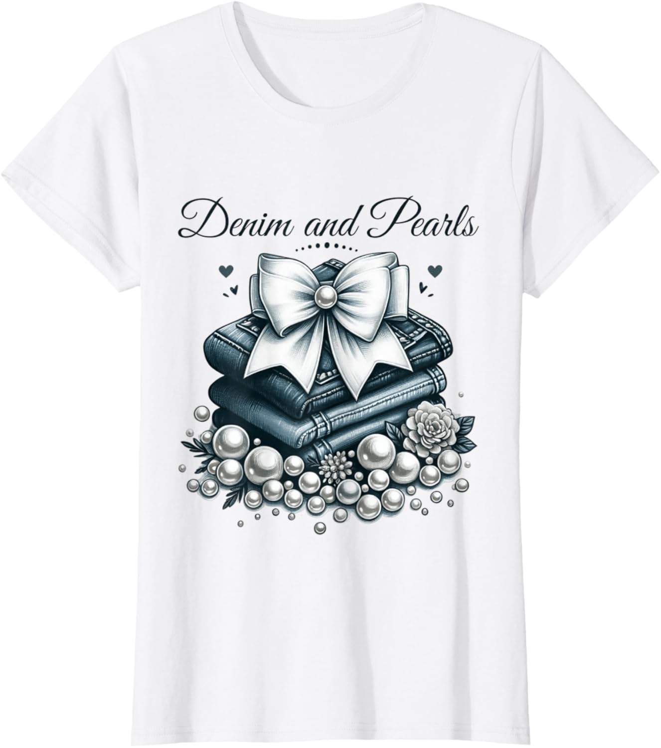 Pearls & Denim 2025 Outfit for Stylish Women T-Shirt