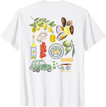 Italian Summer Scrapbook with Limoncello seafood coastal T-Shirt