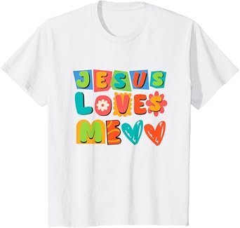 Groovy Jesus Loves Me Biblical Christian Church Retro Kids T-Shirt