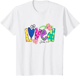 Loved Floral Polka Dots Easter Day Gift Christian Girl Boy T-Shirt