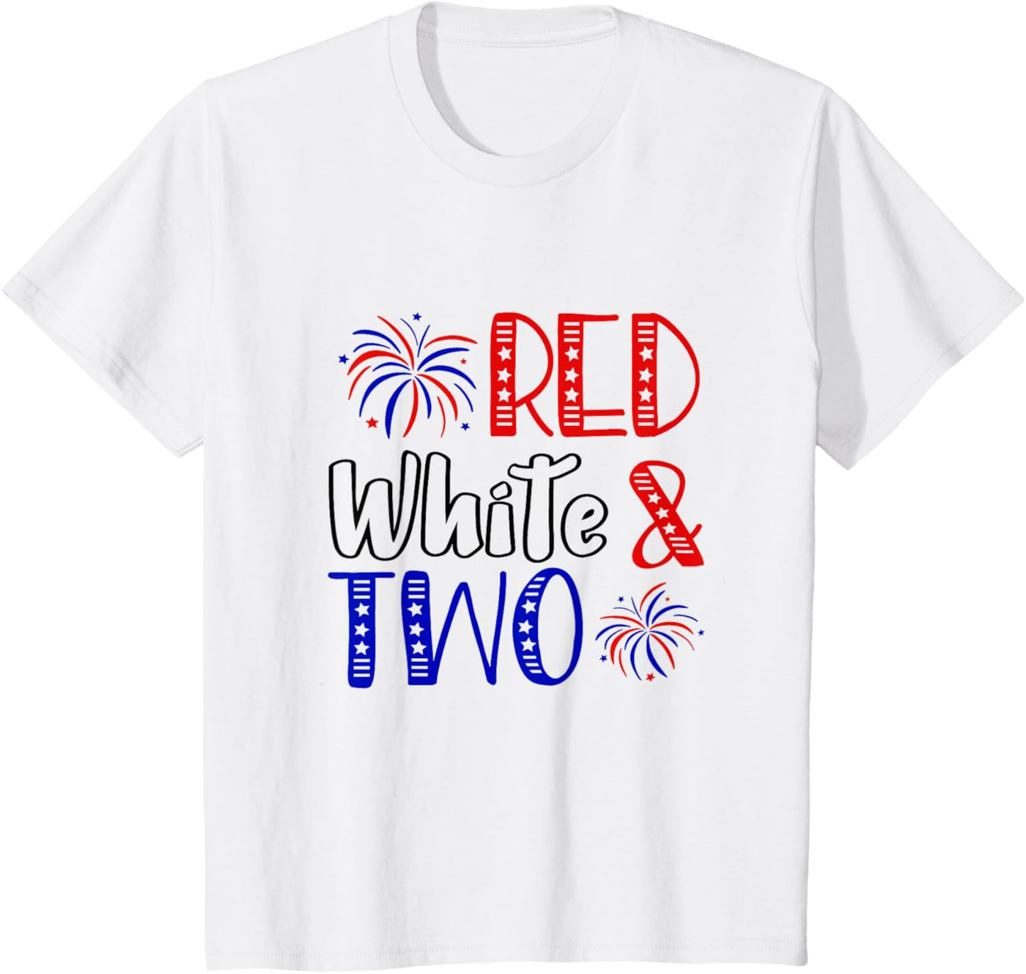 Kids Red White & Two 2nd Birthday 4th Of July Independence Day T-Shirt