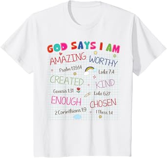 Kids God Says I Am Crayon Drawing Funny Bible Christian Girls T-Shirt
