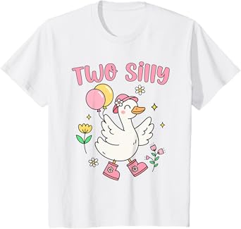 2nd Second Birthday Two Silly Goose Bday Toddler Girl T-Shirt
