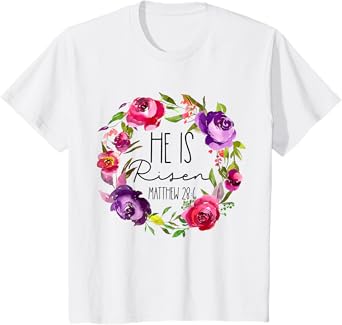 Kids Girls Easter He is Risen for Baby and Toddler Outfit Floral T-Shirt