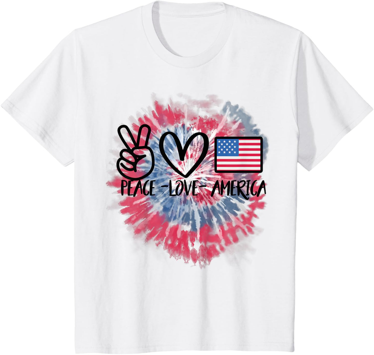 Peace Love America Tie Dye 4th of July Patriotic for Girls T-Shirt