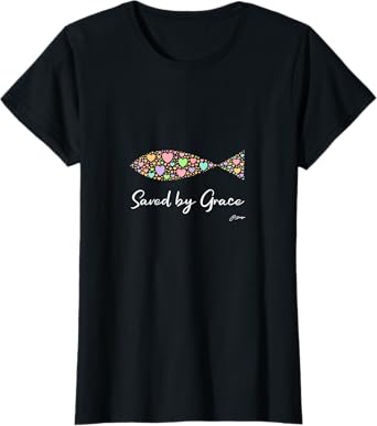 Modern christian ichthys (ichthus Ixoyc) Saved by Grace T-Shirt