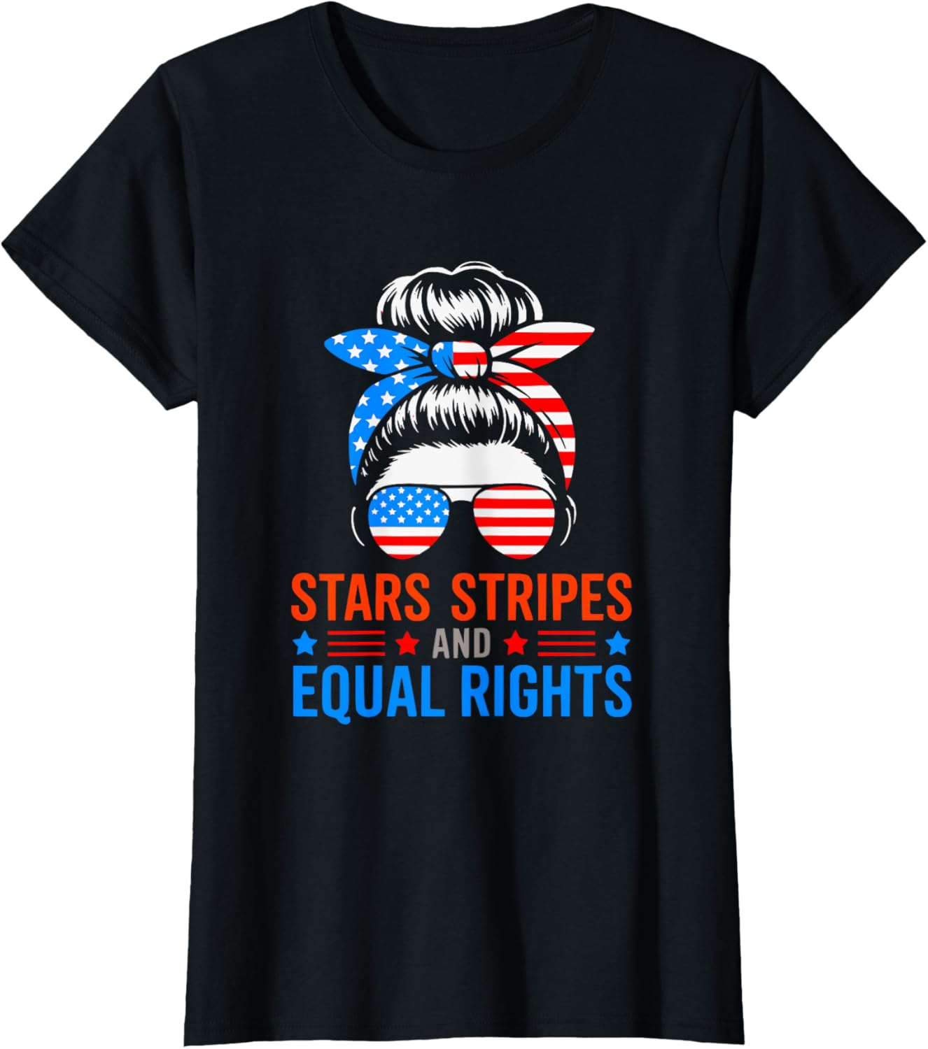 Stars Stripes and Equal Rights American Flag Design T-Shirt