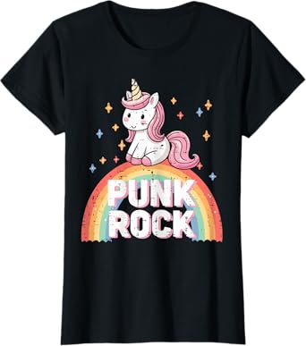 Music Rocker Unicorn Punk Rock Cute Toddler Girls Kids Women T-Shirt