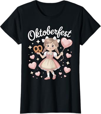 Oktoberfest Cute Girl Pretzel Balloon Festive Design T-Shirt