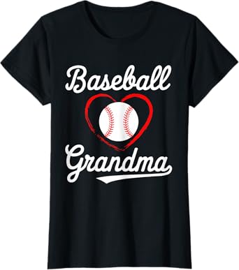Baseball Grandma Shirt Women Baseball Heart Mothers Day T-Shirt