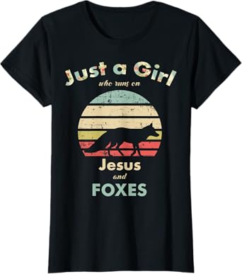Just A Girl Who Runs on Jesus and Foxes Fox Lover Gift T-Shirt