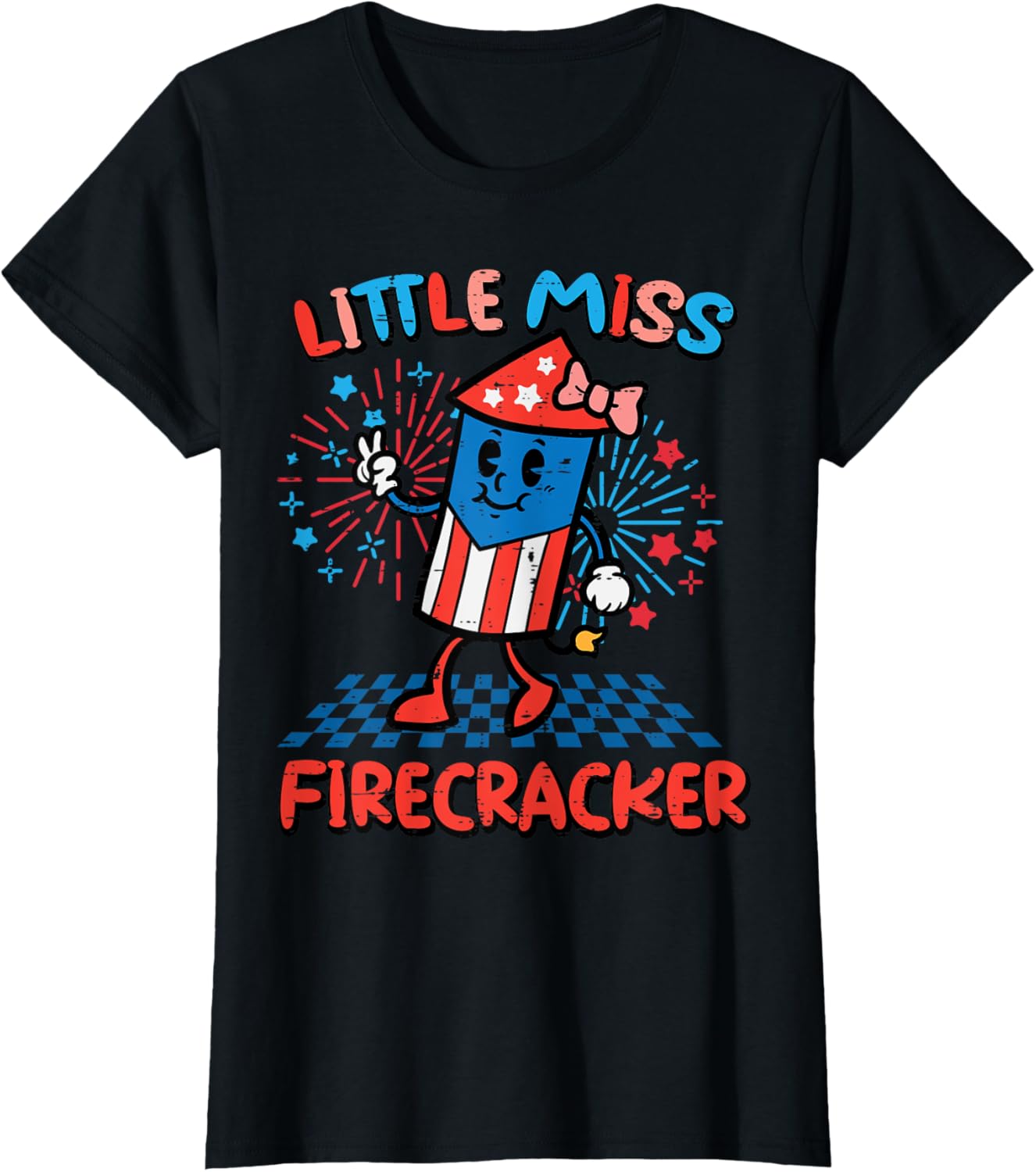 4th July Little Miss Firecracker Patriot Toddler Girls Kids T-Shirt