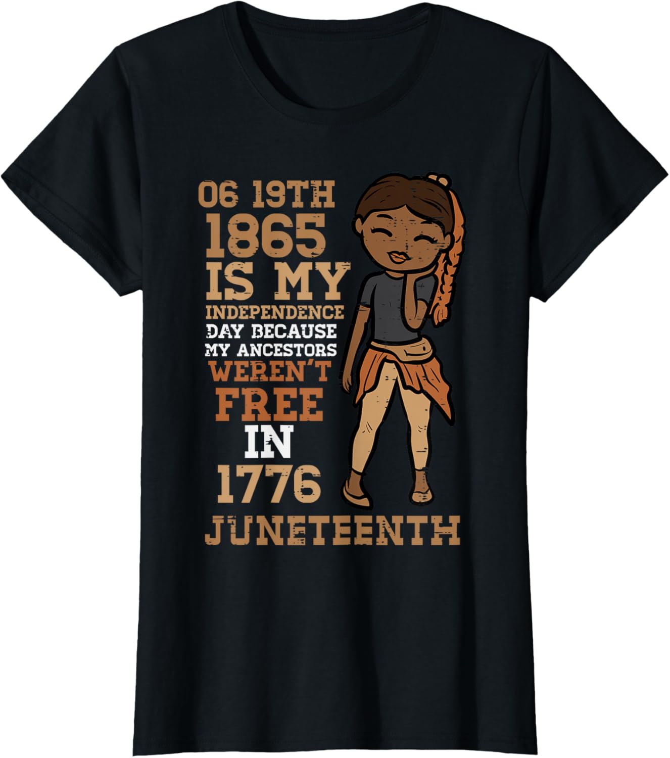 1865 My Independence Day Juneteenth Black Girl Women Kids T-Shirt