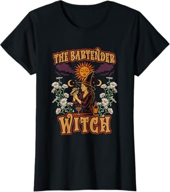 Bartender Halloween Mixologist Bargirl The Bartender Witch T-Shirt