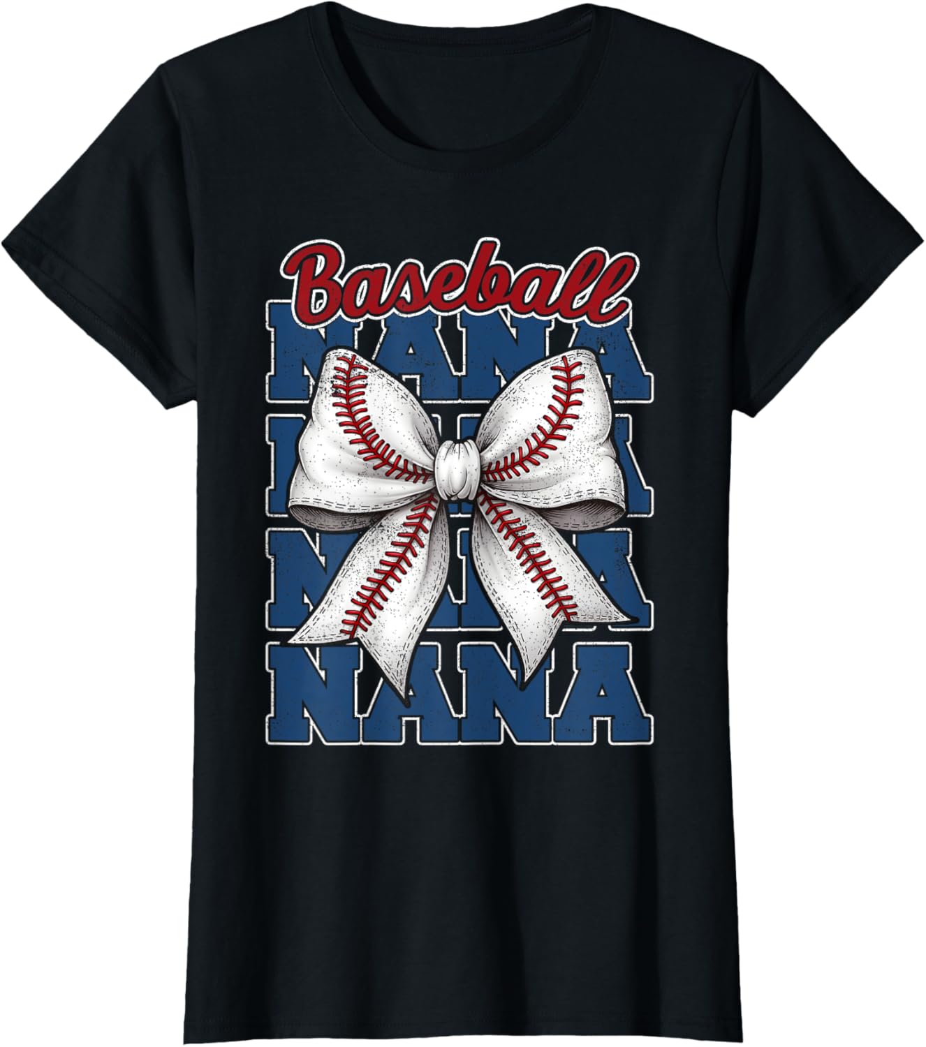 Womens Baseball Nana Coquette Bow Game Day Sport Fan Nana T-shirt by TeeBrew
