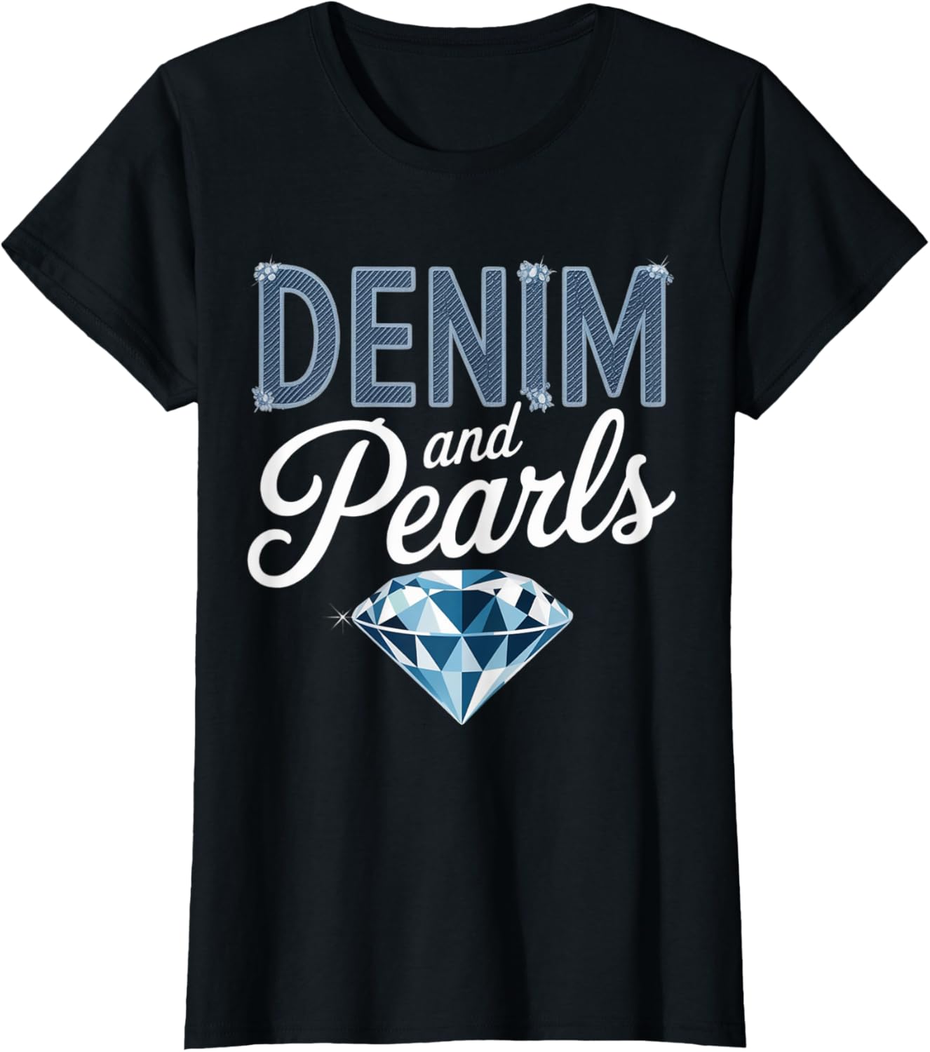 Denim Fabric Blue Jeans Pearls Skinny Pearls Jeans Lover T-Shirt