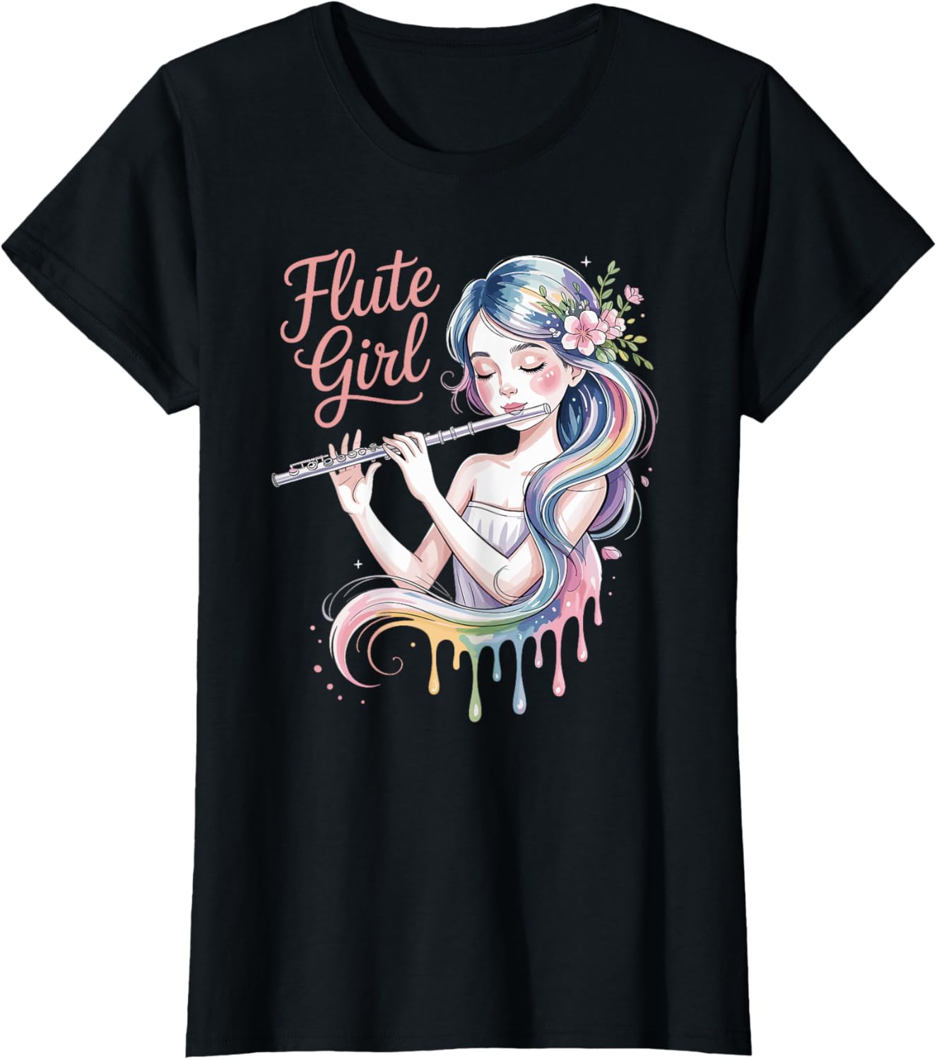 Pastel Watercolor Flute Girl T-Shirt