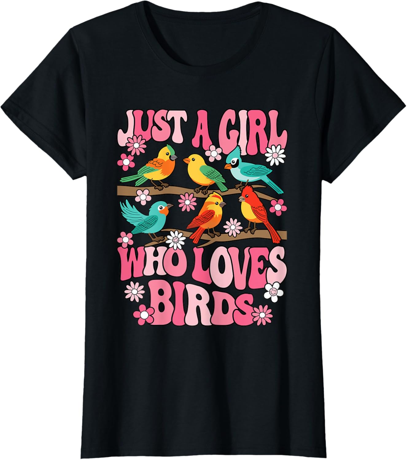 Just A Girl Who Loves Birds Birding Bird Watching Girls Kids T-Shirt