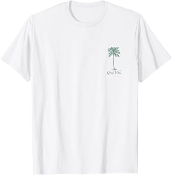Vintage Hawaiian Palm Tree Beach Tropical Island Pocket Logo T-Shirt