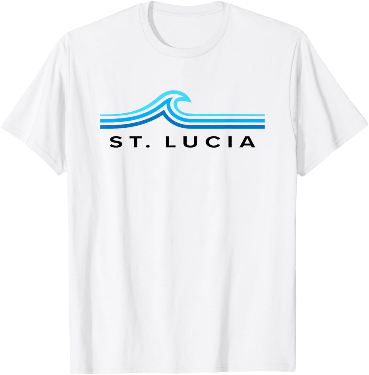 St Lucia Waves Vintage Mens Women Girls Boys Travel Souvenir T-Shirt