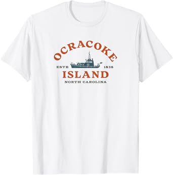Ocracoke Island, NC Summertime Vacationing Fishing Boat T-Shirt