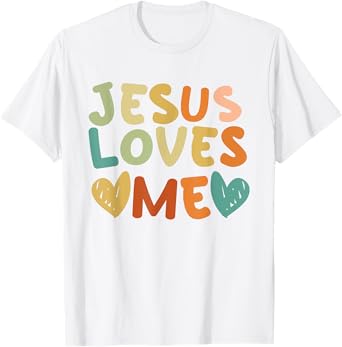 Groovy Jesus Loves Me Biblical Christian Church Retro T-Shirt
