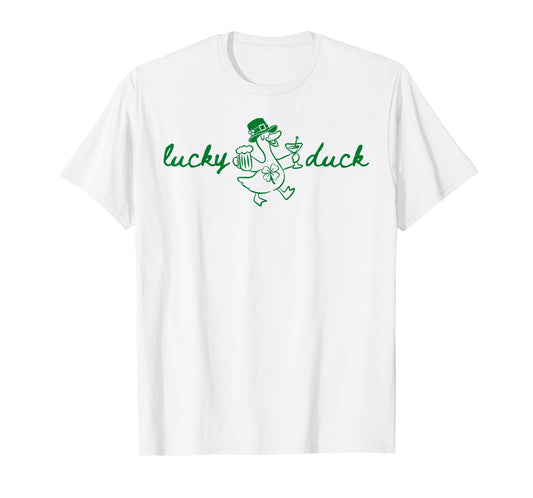 St Patrick's Lucky Duck Saint Paddy's Day Irish Beer Martini T-Shirt - T-Shirt | White