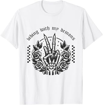 Vibing With My Demons Shirt Funny Witchy Gothic Halloween T-Shirt