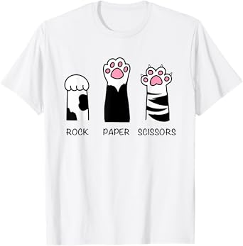 Rock Paper Scissors Hand Game Cat Paw Funny Cat Meme Cats T-Shirt