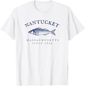 Retro Nantucket Massachusetts Fishing T-Shirt