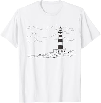 Lighthouse Seaside Nautical Sketch Art T-Shirt
