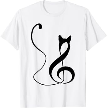 Music Note Inspired Cat Minimalist Music Lover Design T-Shirt