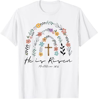 He Is Risen Spring Floral Rainbow Easter Christian Women Kid T-Shirt
